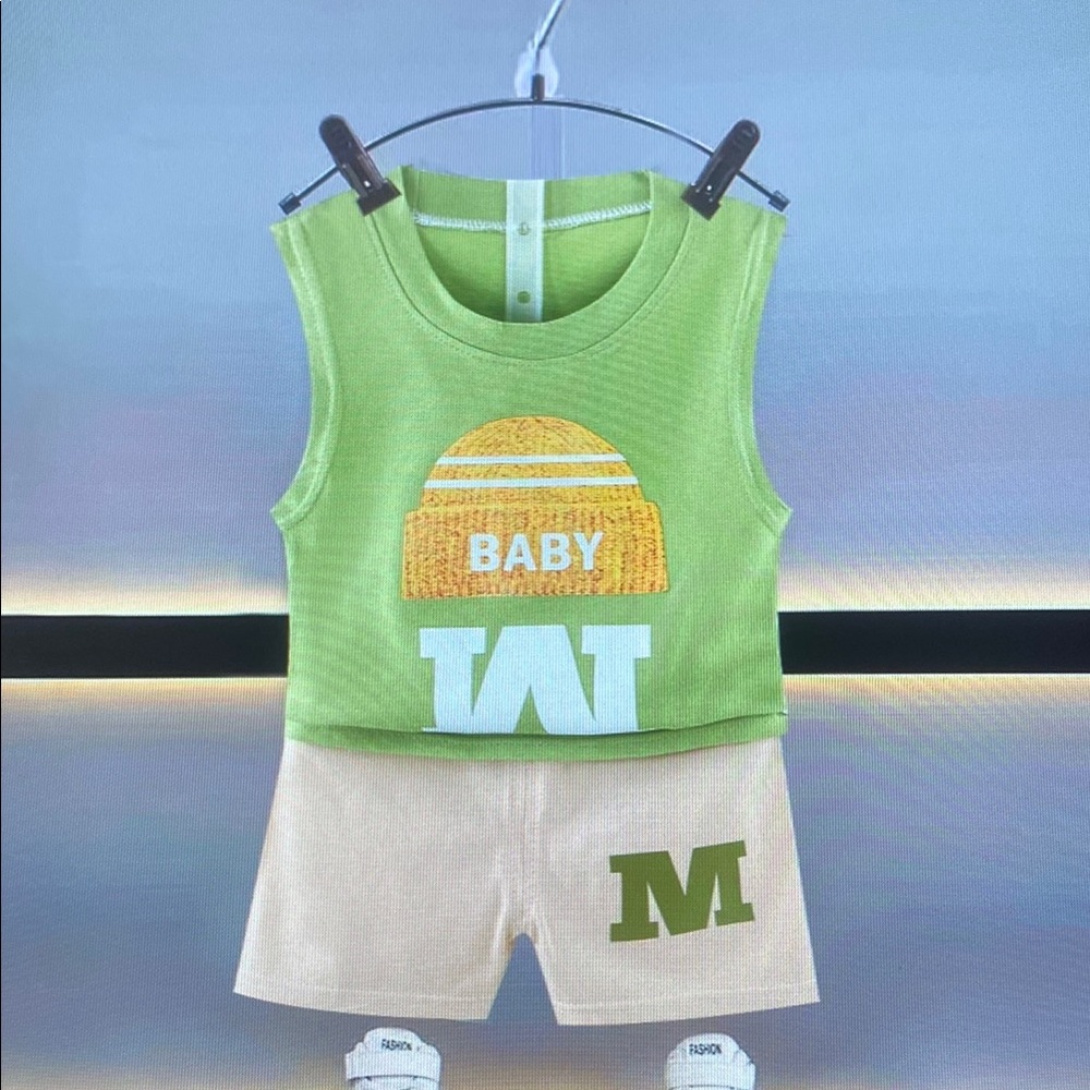 Green and Cream Kids Matching Set